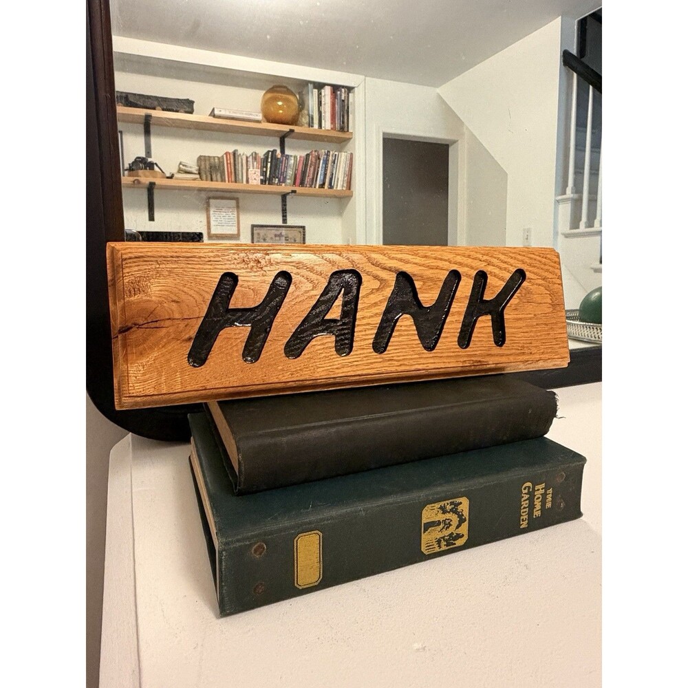 Hand Carved Wood Name Plaque HANK Rustic Wooden Sign Wall Hanging Decor Art - Picture 7 of 10